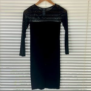 Bebe Sheer little black dress long sleeve